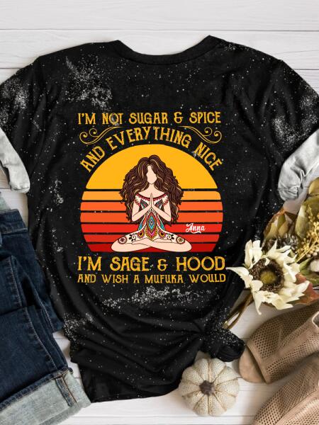 PERSONALIZED YOGA GIRL BLEACHED TSHIRT TNTN1709