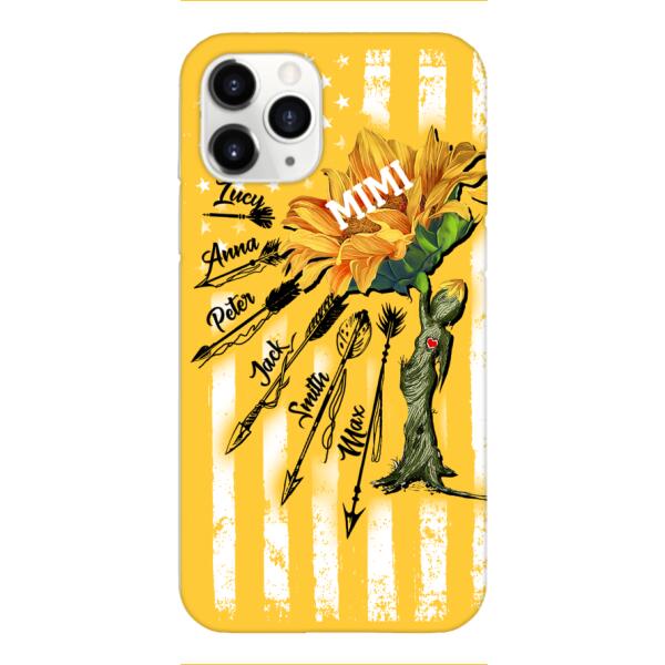 CUSTOMIZED GRANDMA MOTHER PERSONALIZED NICKNAME SUNFLOWER PHONE CASE TNMA