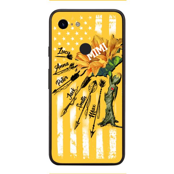 CUSTOMIZED GRANDMA MOTHER PERSONALIZED NICKNAME SUNFLOWER PHONE CASE TNMA