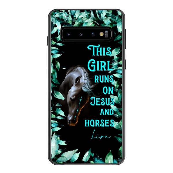Personalized Girl Runs On Jesus And Horse Phone Caset AUG-LN05