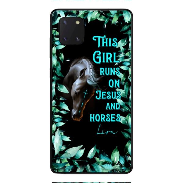 Personalized Girl Runs On Jesus And Horse Phone Caset AUG-LN05