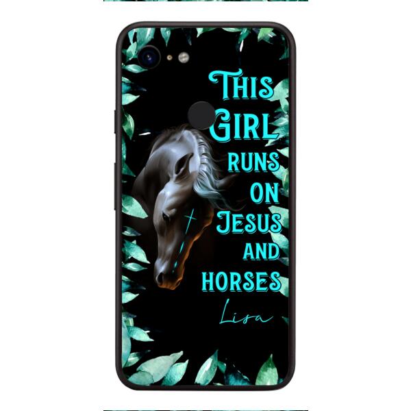 Personalized Girl Runs On Jesus And Horse Phone Caset AUG-LN05