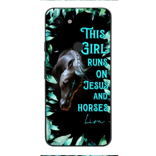 Personalized Girl Runs On Jesus And Horse Phone Caset AUG-LN05