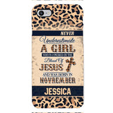 Personalized Never Underestimate A Girl Who Is Covered By The Blood Of Jesus And Was Born In November Phone Case OCT-DT11