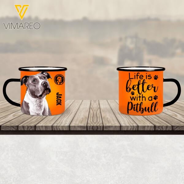 PERSONALIZED PITBULL DOG STEEL MUG 12OZ 3D PRINTED OCT-MA13