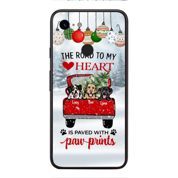 PERSONALIZED THE ROAD TO MY HEART PAWPRINTS DOG LOVER CHRISTMAS PHONECASE TNMA1810