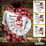PERSONALIZED GRANDMA WTIH KIDS SNOWMAN CHRISTMAS HOODIE 3D TNMA1910