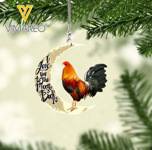 PERSONALIZED ROOSTER I LOVE YOU TO THE MOON AND BACK ORNAMENT TNTN1910