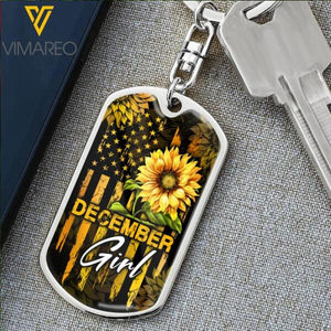 PERSONALIZED DECEMBER SUNFLOWER ALUMKEYCHAIN TNDT1611
