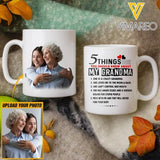PERSONALIZED 5 THINGS YOU SHOULD KNOW ABOUT MY GRANDMA WHITE MUG TNDT1612