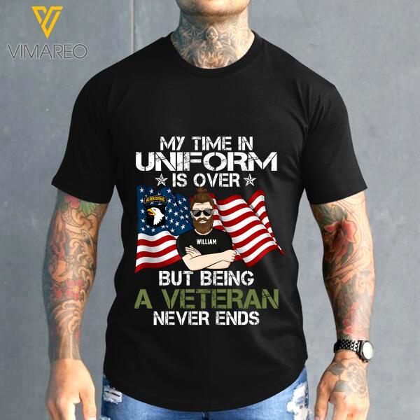 Personalized U.S Veteran Never Ends Tshirt Printed 22JAN-MQ19