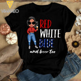 PERSONALIZED RED WHITE BLUE AND BEER TOO BLACK TSHIRT TNDT2201