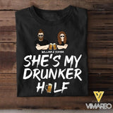 PERSONALIZED MY DRUNKER HALF COUPLE BLACK TSHIRT QTTN2502