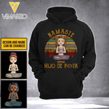PERSONALIZED NAMASTE HIJO DE PITA YOGA GIRL BLACK HOODI / TSHIRT QTTQ0203