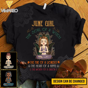 PERSONALIZED JUNE YOGA GIRL TSHIRT QTHC0303