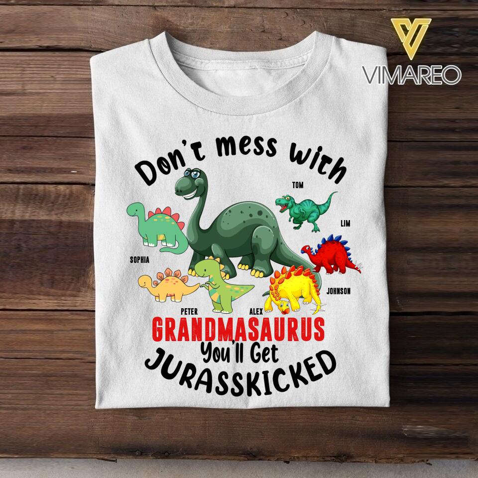 PERSONALIZED DON'T MESS WITH GRANDMASAURUS KID TSHIRT QTMQ1003