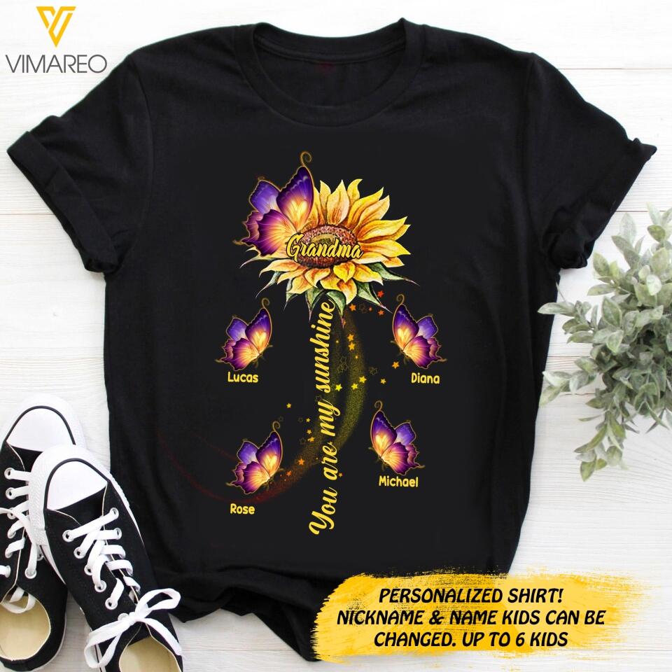 PERSONALIZED YOU ARE MY SUNSHINE GRANDMA KID NAME TSHIRT QTDT1103