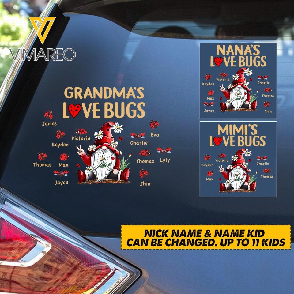 Personalized Grandma's Love Bugs Decal Printed 22MAR-HC19