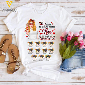 PERSONALIZED GOD KNEW MY HEART NEEDED LOVE GRANDKIDS GRANDMA TSHIRT QTDT2303
