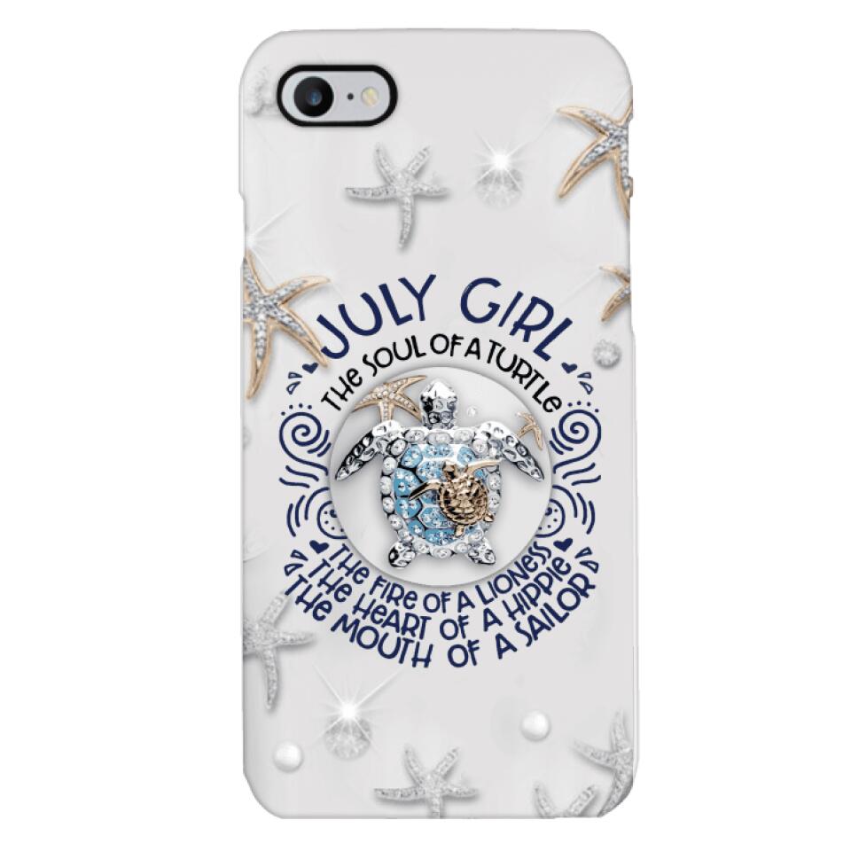 PERSONALIZED JULY TURTLE GIRL PHONECASE QTTQ2803