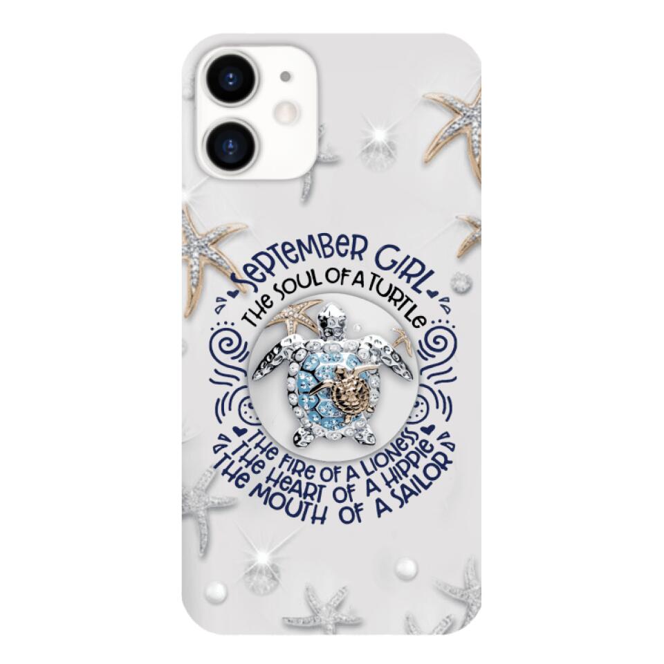 PERSONALIZED SEPTEMBER TURTLE GIRL PHONECASE QTTQ2803