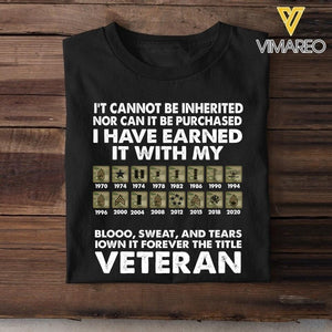 Personalized U.S Veterans Tshirt Printed 22MAR-LN29