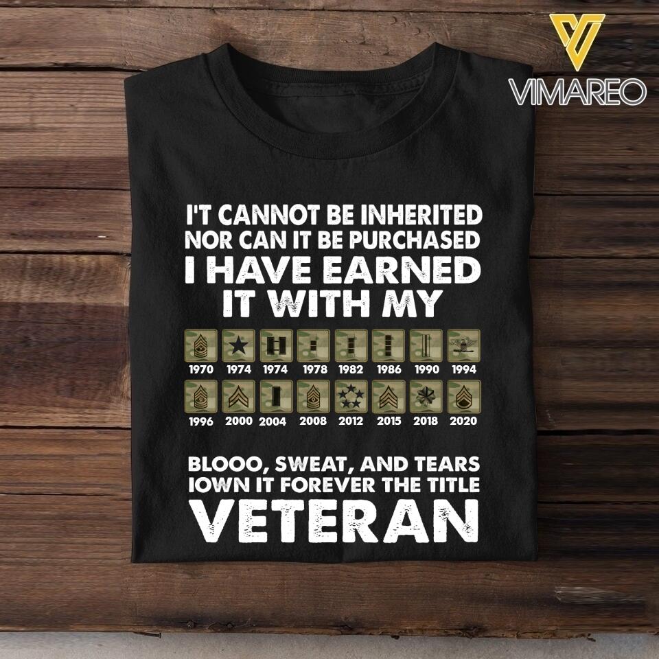 Personalized U.S Veterans Tshirt Printed 22MAR-LN29