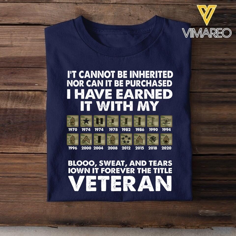 Personalized U.S Veterans Tshirt Printed 22MAR-LN29
