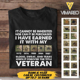 Personalized U.S Veterans Tshirt Printed 22MAR-LN29