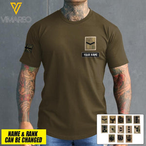 PERSONALIZED U.K SOLIDER ARMY WITH RANK TSHIRT PRINTED QTMQ2903
