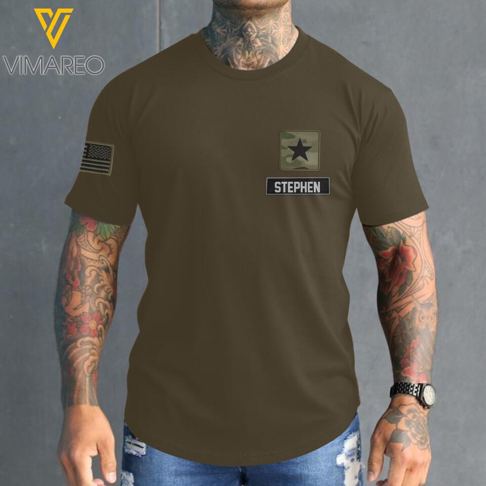 PERSONALIZED U.S SOLIDER ARMY WITH RANK TSHIRT PRINTED QTMQ2903