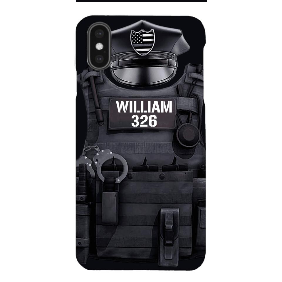 Personalized U.S Thin Blue Line Phone Case Printed 22APR-DT01