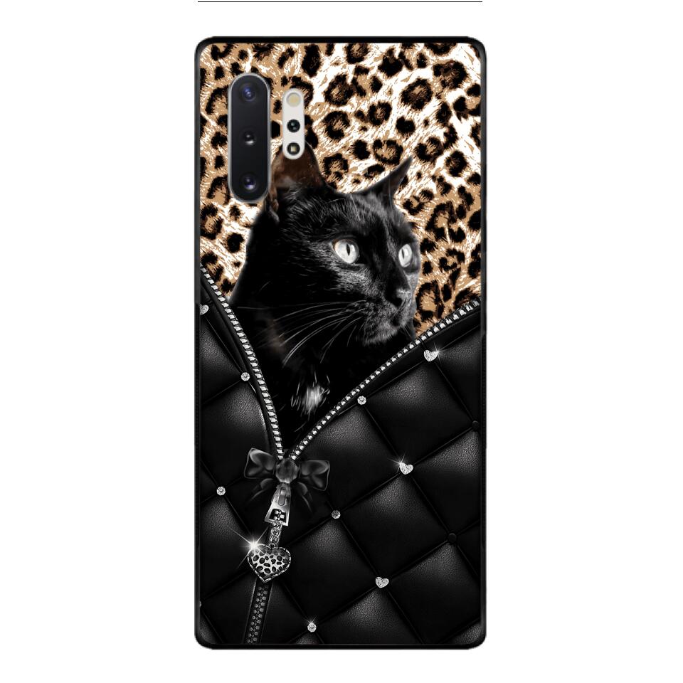 PERSONALIZED CAT LOVER LEOPARD PHONECASE QTTN0504