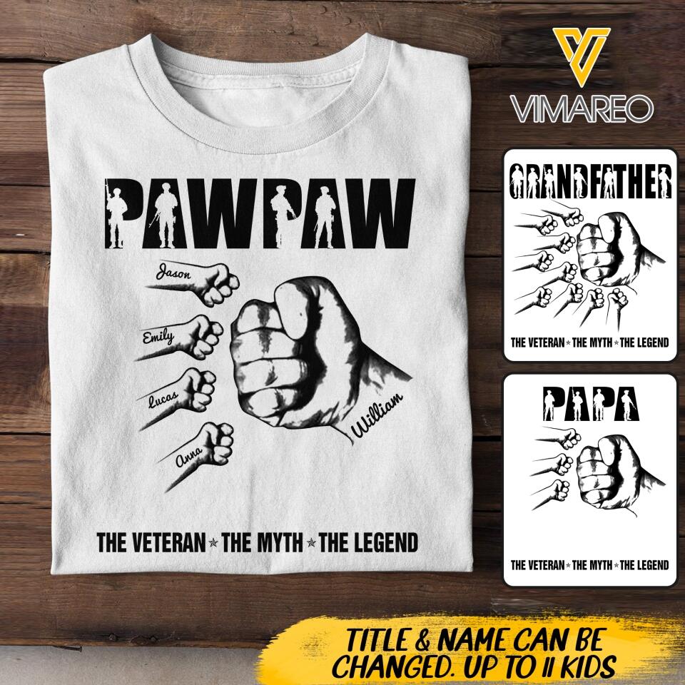 PERSONALIZED THE VETERAN THE MYTH DAD TSHIRT 3T 1204
