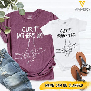 PERSONALIZED OUR 1ST MOPTHER'S DAY BABY ONESIZE OR TSHIRT QTTN2204