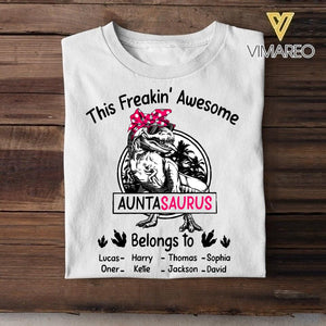 Personalized This Freakin' Awesome Auntasaurus Kid Tshirt Printed 22APR-HQ22