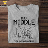 PERSONALIZED FAMILY DAD MOM AND THE YOUNGEST MIDDLE AND OLDEST KID WITH NAME TSHIRT OR BABYONESIZE QTDT2204