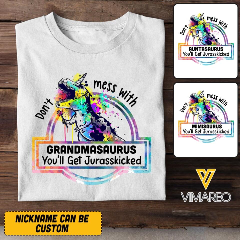 Personalized Don't mess with Grandmasaurus Tshit Printed V3Q 2504
