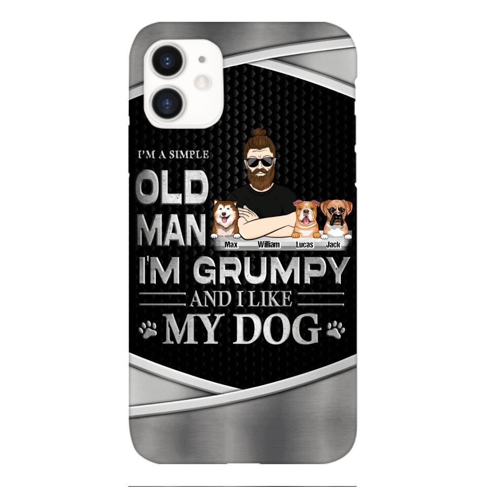 Personalized Simple Grumpy Old Man And Dog Phone Case Printed 22APR-HC26