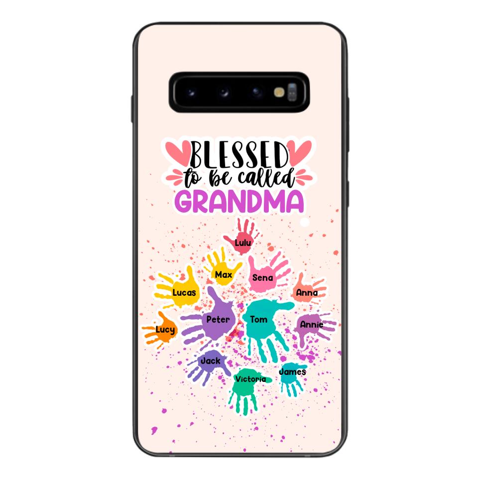 PERSONALIZED BLESSED TO BE CALLED GRANDMA HAND KID NAME PHONECASE QTTN0505