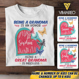 PERSONALIZED BEING A GRANDMA IS AN HONOR BEING A GREAT GRANDMA IS PRICELESS TSHIRT NQDT0605