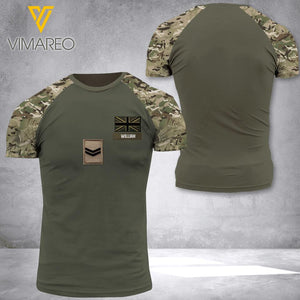 PERSONALIZED UK ARMY WITH RANK TSHIRT PRINTED QTDT1205