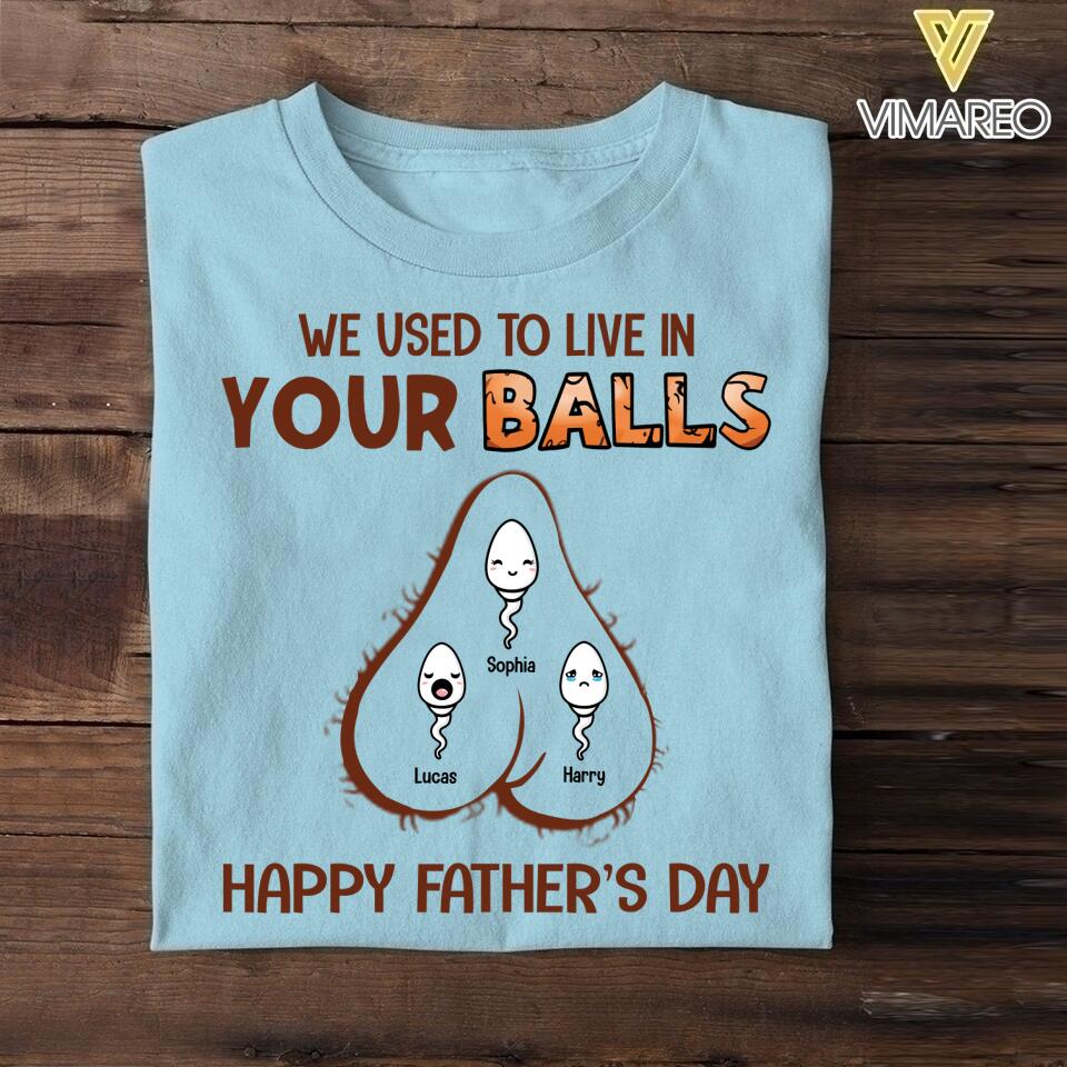 PERSONALIZED WE USED TO LIVE IN YOUR BALL HAPPY FATHER'S DAY TSHIRT NQVQ1605