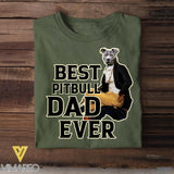 Personalized Best Pitbull Dad Ever Upload Photo Tshirt Printed QTDT1905