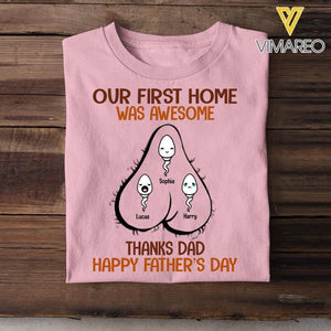 PERSONALIZED OUR FIRST HOME WAS AWESOME HAPPY FATHER'S DAY TSHIRTS NQVQ2005