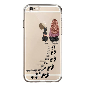Personalized Never Walk Alone Girl And Dog Transparent Silicone Phonecase Printed 22MAY-LN21