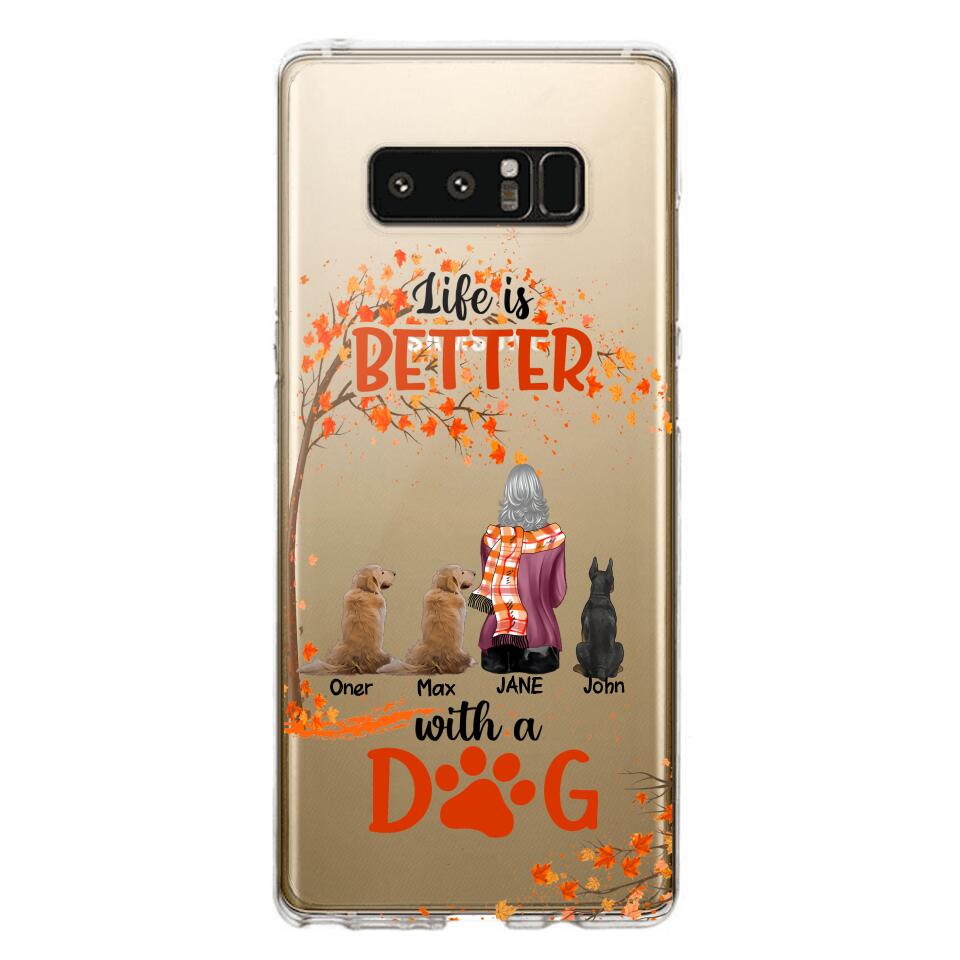 PERSONALIZE TRANSPARENT SILICONE PHONECASE DOG MOM LIFE IS BETTER WITH DOG