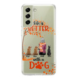 PERSONALIZE TRANSPARENT SILICONE PHONECASE DOG MOM LIFE IS BETTER WITH DOG