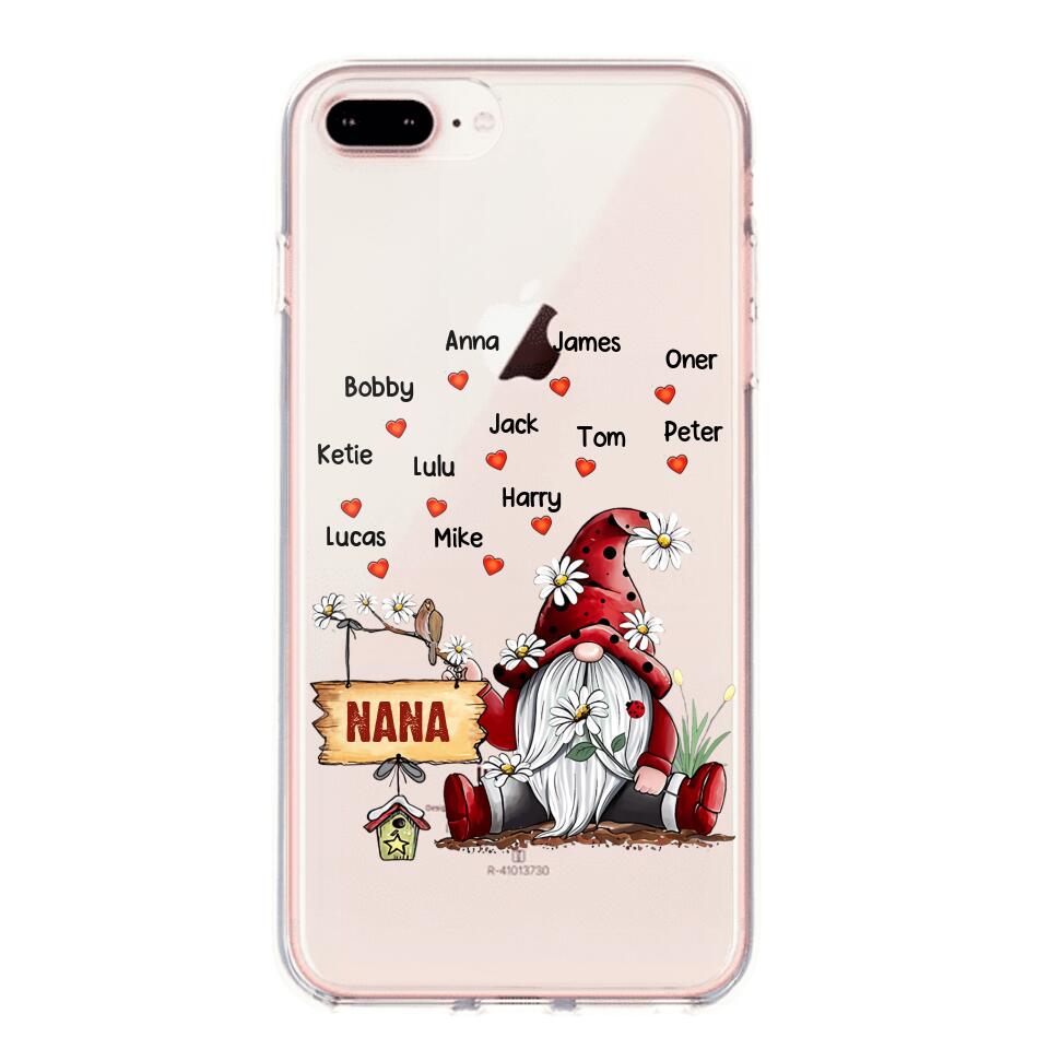 PERSONALIZED TRANSPARENT SILICONE PHONECASE GRANDMA KIDS