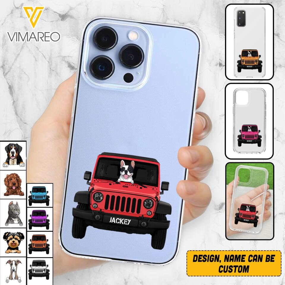 Personalized Jeep Dog Transparent Silicone Phonecase Printed 22MAY-HQ23